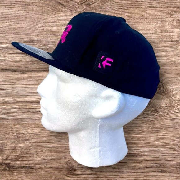 Akron Snapback Hat KF Brand Black & Pink Embroidered Adjustable Cap OSFA - Picture 3 of 5